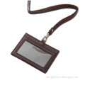 ID Card Holder Neck Lanyards, Leather ID Holder